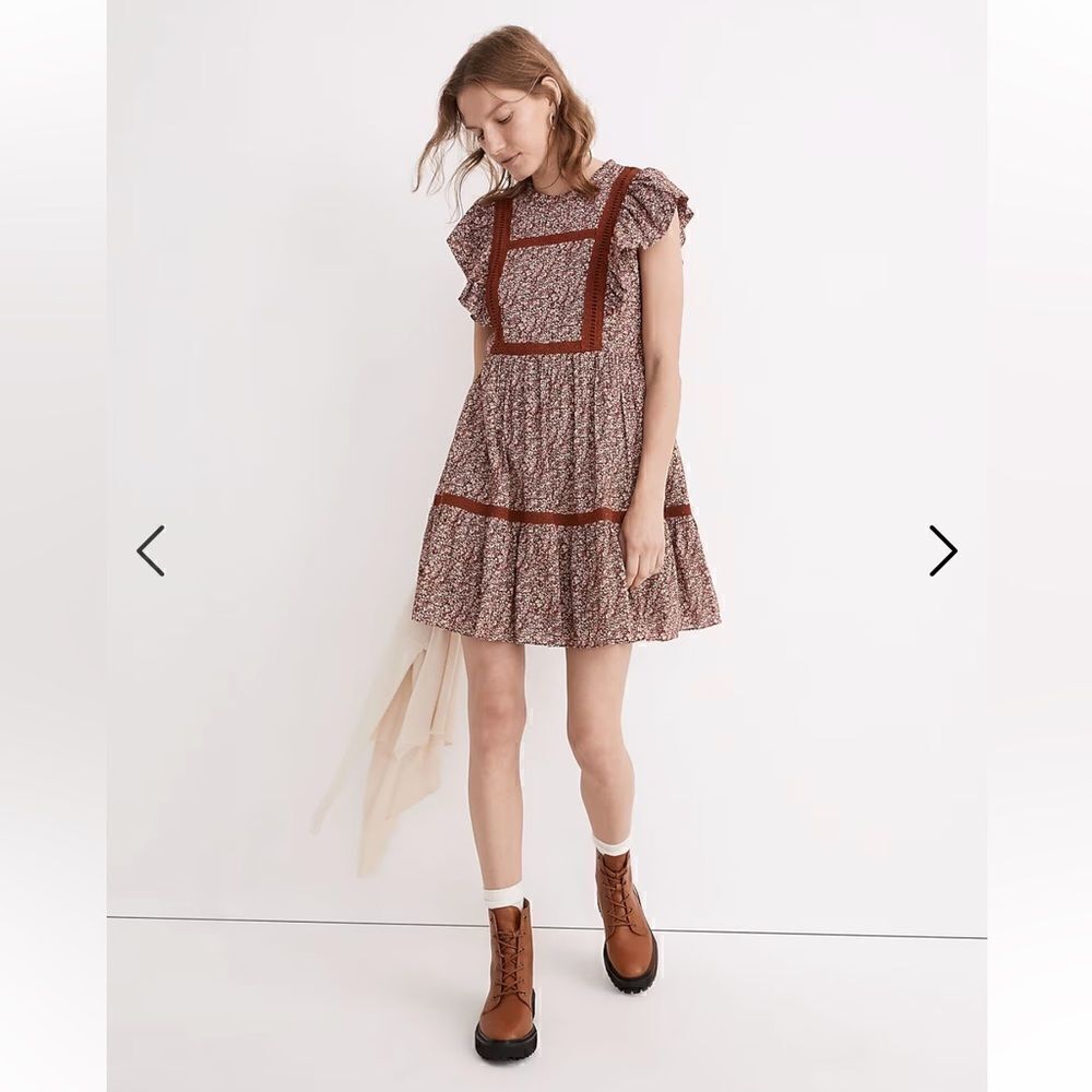 Madewell Flutter-Sleeve Mini Dress in Cottage Garden size medium